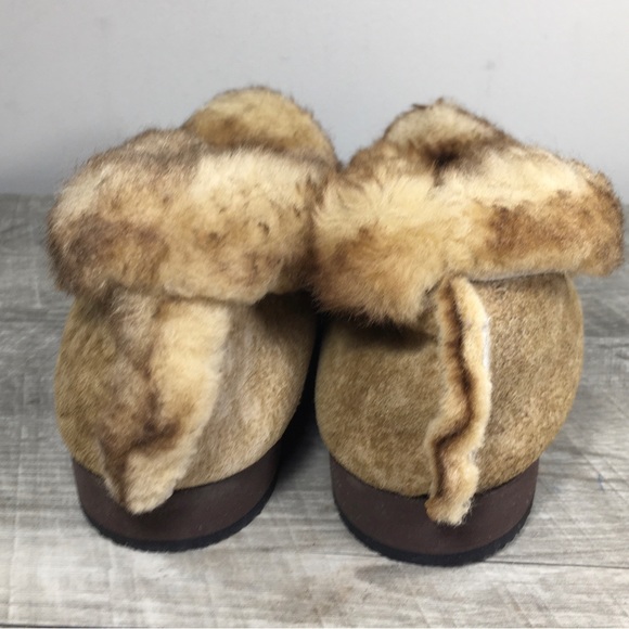 Vintage Dodson Womens Brown Leather Shearling Lined Winter Shoes Slippers Size 7 - Picture 4 of 10